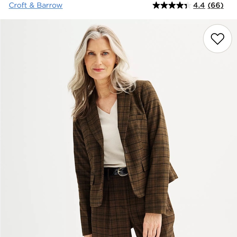 Croft & Barrow Women's Classic Brown Checkered Blazer